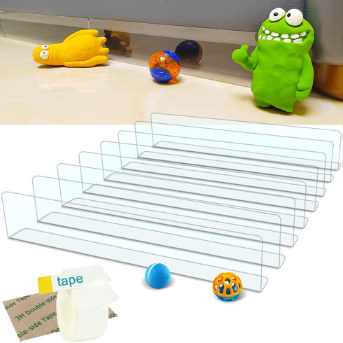 QIYIHOME Toy Blocker for Under Sofa Couch, Pets Barrier for Under Couch, Stop Toys Balls Going Under Furniture, w/Upgrated Strong Adhesive/Replacement Tape 20/Edge Protection Tape, Clear(8-Pack)