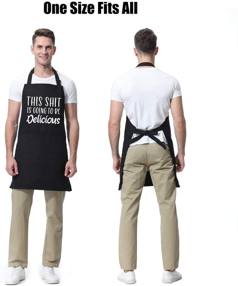 Miracu Funny Aprons for Men, Women with 3 Pockets - Mothers Day, Birthday Gifts for Mom, Wife, Friend, Dad, Husband, Boyfriend - BBQ Kitchen Cooking Baking Chef Apron - This is Going to be Delicious
