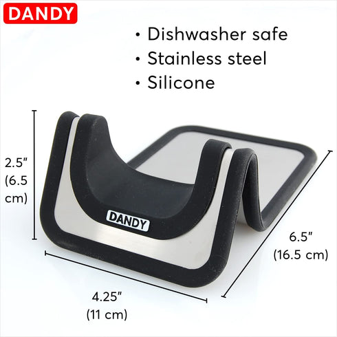 DANDY SpoonBest„¢ Non-Slip Silicone and Stainless Steel Spoon Rest/Tongs Holder for Stovetop, Countertop, and BBQ grill - Dishwasher Safe (Quantity = 1)