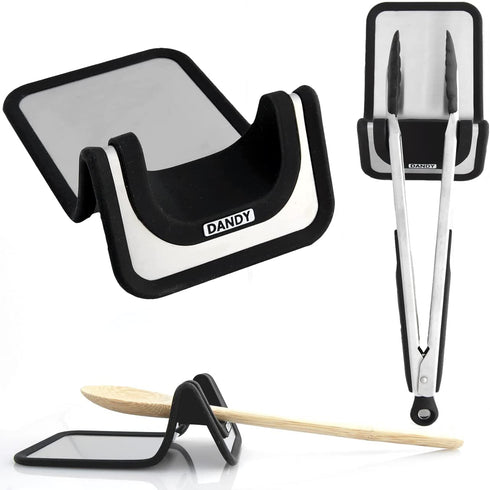 DANDY SpoonBest„¢ Non-Slip Silicone and Stainless Steel Spoon Rest/Tongs Holder for Stovetop, Countertop, and BBQ grill - Dishwasher Safe (Quantity = 1)