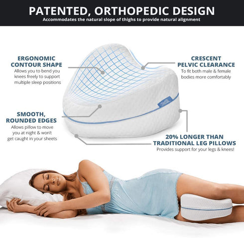 Contour Legacy Leg & Knee Foam Support Pillow - Soothing Pain Relief for Sciatica, Back, Hips, Knees, Joints - As Seen on TV