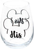 Disney Mickey & Minnie "His" and "Hers" Outline Stemless Glass, Set of 2