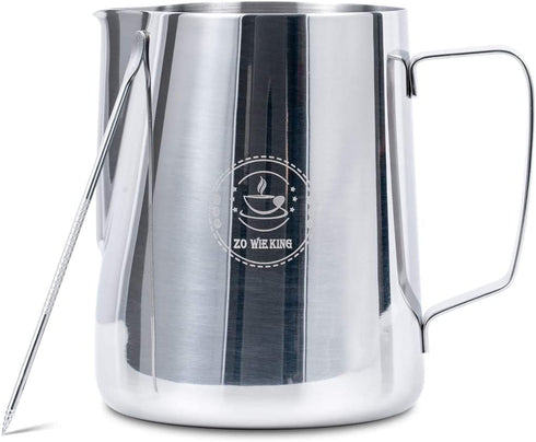 Milk Frothing Pitcher 32oz,Espresso Steaming Pitcher 32oz,Espresso Machine Accessories,Milk Frother Cup 32oz,Milk Coffee Cappuccino Latte Art,Stainless Steel Jug