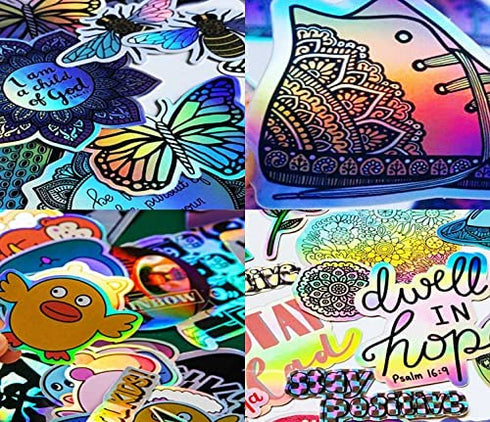 22 Sheets 8.5 x 11 Inches Printable Holographic Vinyl Sticker Paper Rainbow Sticker Paper For Inkjet & Laser Printer Quick Dry Sticker Paper Cricut Compatible