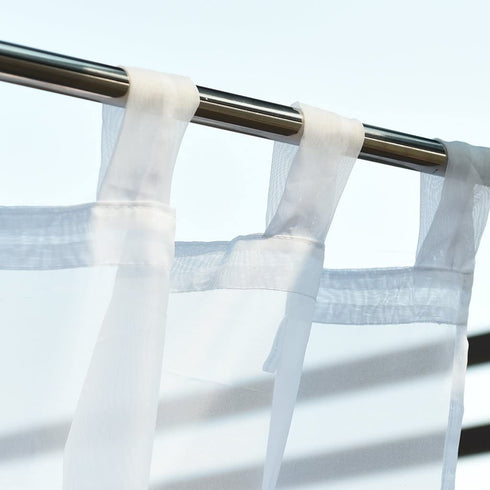 NICETOWN Outdoor Sheer Curtain for Pergola - Lightweight Tab Top Voile Panel with Rope Tie Back for Gazebo (1 Pack, 100 Inch Wide by 108 Inch Long, White)