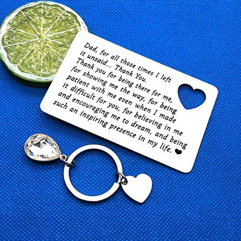 Funny Birthday Cards for Dad Fathers Day Card Thank You Dad Gift Engraved Wallet Insert Card Love Note for Father from Daughter Christmas Gifts, Best Dad Gift Ideas, Thank You for Being There for Me