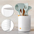 Farmhouse Utensil Holder for Countertop, 6.7³ Ceramic Kitchen Utensil Holder with Cork Base, Steady Kitchen Utensil Holder for Home Kitchen Decor, for Kitchen Tools, Christmas Gift, White
