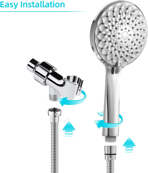 Rareidel Shower Head with Handheld, 6 Spray Settings High Pressure Handheld Shower Head, Built-in Power Wash to Clean Tub, Tile and Pet, Adjustable Bracket