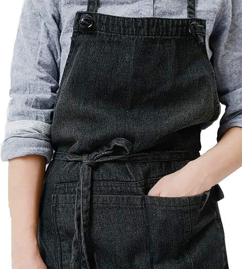 CACHIL Denim Apron With 5 Pockets for Cooking Kitchens