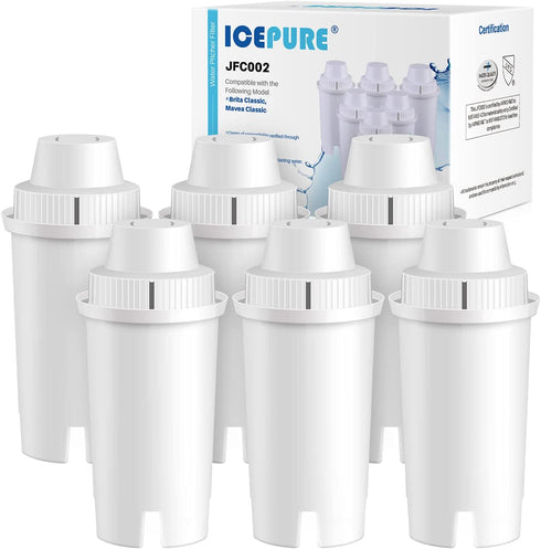 ICEPURE Replacement Brita Longlast Water Filter Pitcher for drinking water,Compatible with standard Mavea 107007,Brita Classic 35557,ob03,maxtra(Pack Of 6)