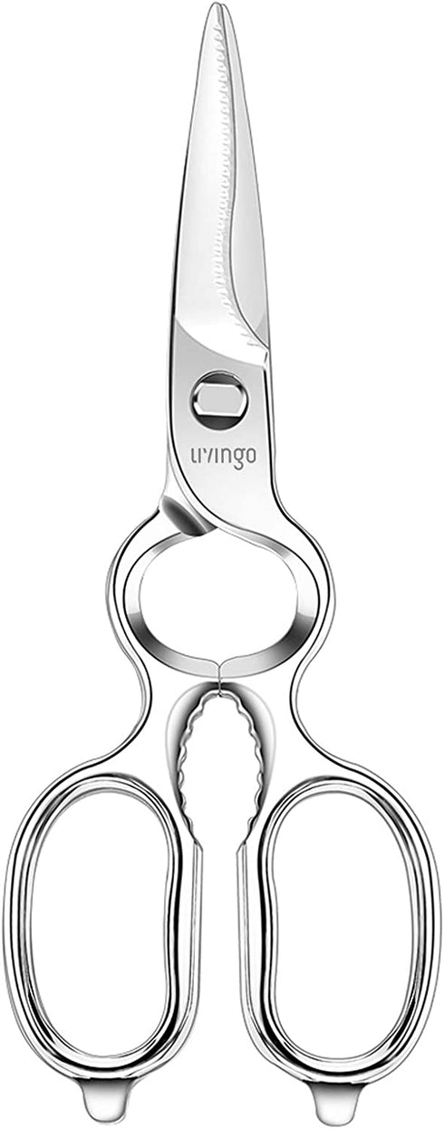 LIVINGO Kitchen Forged Shears Heavy Duty Come Apart Ultra Sharp Multi-function Stainless Steel Scissors Bottle Opener, Nut Cracker 8.5 inch