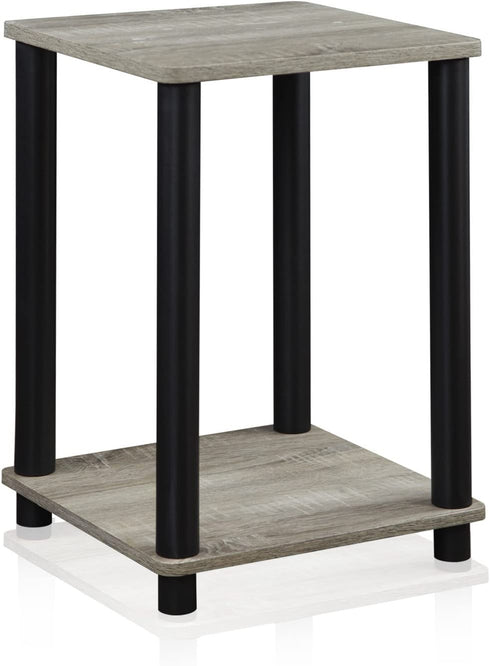 FURINNO Turn-N-Tube Haydn End Table, 1-Pack, French Oak Grey/Black