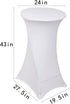 Awillhome 32 Inch/24 Inch Spandex Cocktail Tablecloth Fitted Table Cover Fit Round Folding Table Dry Bar Bistro Table Cover (24inx43in, White) 1 PC