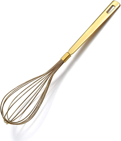 Gold Whisk, Berglander Whisk For Cooking With Titanium Gold Plating, Stainless Steel Balloon Whisk, Sturdy Kitchen Wire Whisk Set for Cooking, Baking, Blending, Beating, Dishwasher Safe, Easy to Clean
