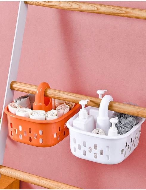 Portable Shower Tote Plastic Shower Caddy Basket Organizer with Handle for College, Dorm, Bathroom, Bedroom, Garden, White
