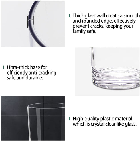 Golemas Plastic Drinking Glasses Set of 6, Reusable Acrylic Highball Tall Water Tumblers Glassware Sets, Dishwasher Safe Suitable for Bar, Home, Kitchen, Party, Outside(17 Ounce, Set of 6)