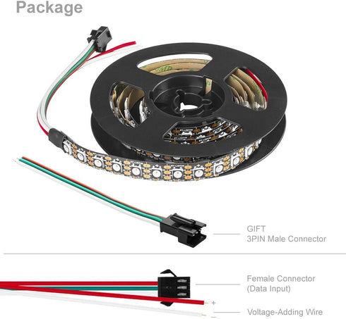 BTF-LIGHTING WS2812B RGB 5050SMD Individual Addressable 3.3FT 100(2x50)Pixels/m Flexible Black PCB Full Color LED Pixel Strip Dream Color IP30 Non-Waterproof for Bedroom,DIY Project Only DC5V