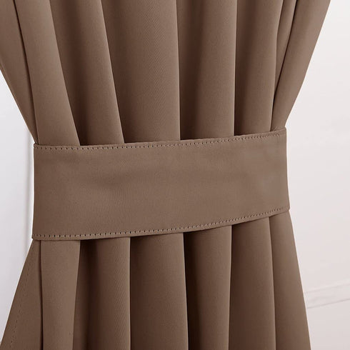 PONY DANCE Sidelight Door Panel - Glazed French Door Curtain Premium Blackout Window Drapes for Easy Installation Including Bonus Tieback, 25 Wide x 72 Long inch, Coffee Brown, 1PC