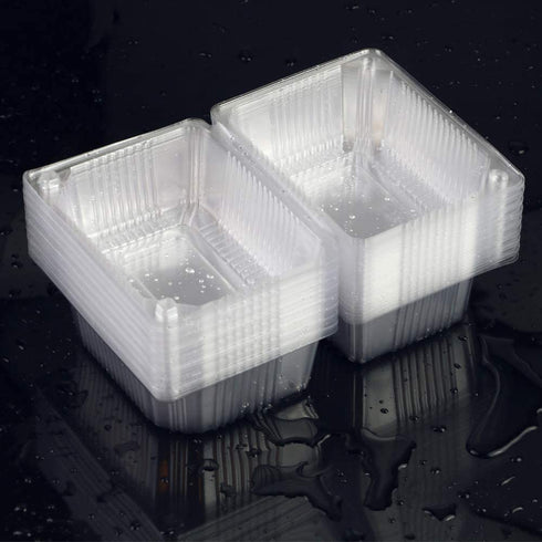 Twdrer 100 Pack Disposable Clear Plastic Clamshell Hinged Food Portable Square Containers for Salads,Fruit,Hamburgers,Sandwiches,Cupcake(5.3" x 4.2" x 3.4")