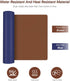 Office Desk Pad Protector Mouse Pad 17 X 34 Inch Desk Blotter Pad on Top of Writing Desks Waterproof PU Leather Desk Mat Desktop Accessory Organizer for Computer Laptop Keyboard Dual-Sided Brown/Blue