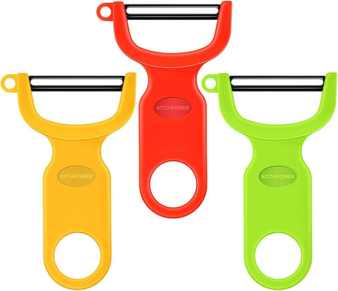 KITCHPOWERR Original Vegetable Fruit Peeler Carbon Steel Blade 3 Pack Red/Green/Yellow€¦