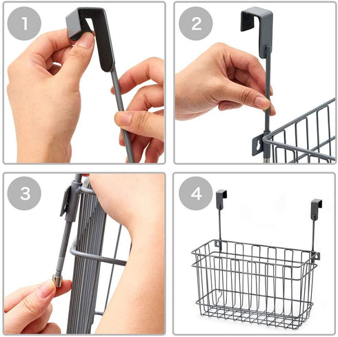 EZOWare Over the Cabinet Door Hanging Organizer Holder, Wall Mountable Deep Metal Storage Basket for Household Kitchen Bathroom Pantry Items (Medium)