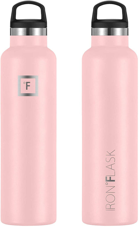 IRON °FLASK Sports Water Bottle - 24 Oz, 3 Lids (Straw Lid), Leak Proof, Vacuum Insulated Stainless Steel, Hot Cold, Double Walled, Thermo Mug, Standard Metal Canteen