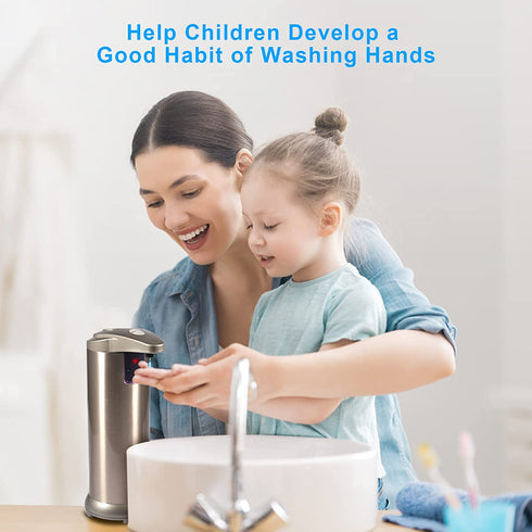 Soap Dispenser, Touchless Automatic Soap Dispenser, Waterproof Base Stainless Steel Infrared Sensor Type Adjustable Soap Dispenser for Family Restaurants