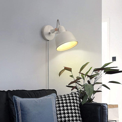 Modern Mini White Plug in Cord Reading Wall Lamp with Switch - Rotating Adjustable Spotlight Wall Sconces Fixture - Indoor Night Light for Bedroom Child Headboard Living Room Decoration(7W 3000K)