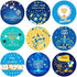 ELCOHO 600 Pieces Happy Hanukkah Stickers Holiday Menorah Labels Stickers Round Hanukkah Themed Seal Stickers for Holiday Decorations