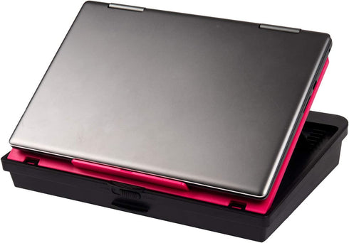 Mind Reader Adjustable Lap Desk with Storage Comfortable, Portable Laptop Stand, Built-in Cushion for Comfort, 11.25" L x 15" W x 3.25" H, Pink