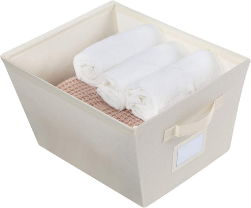 MAX Houser Fabric Cloth Storage Bins,Foldable Storage Cubes Organizer Baskets with Dual Handles for Home Bedroom Storage,Set of 6(Beige)