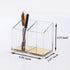 Mouchoi Pen Pencil Holder Desktop Organizer for Accessories, Bevel Edge Pencil Organizer Pen Container, 2 Compartments, Office Supplies Organizers, Acrylic