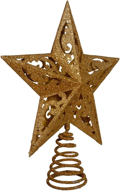 Kurt Adler 8-Inch Gold Glittered 5 Point Star Treetop
