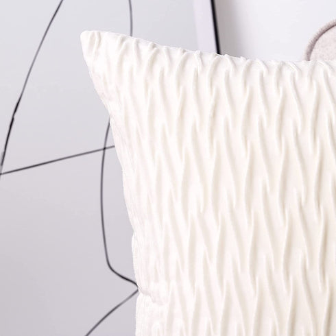 MADIZZ Set of 2 Super Soft Velvet Decorative Throw Pillow Covers 20x20 inch White Square with Texture Luxury Style Cushion Case Pillow Shell for Sofa Bedroom