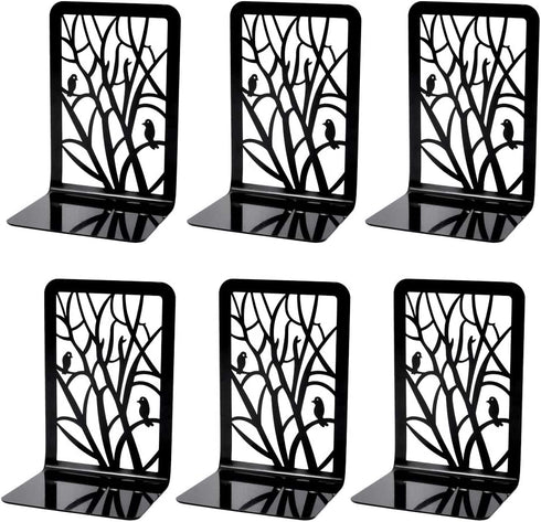 Book Ends, Bookends, Book Ends for Shelves, 3Pair Non Skid Metal Heavy Duty Bookend for Heavy Books, Book Divider Decorative Holder, Abstract Art Design Book Stopper Supports for Office, Home