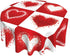 Tablecloth 60 inches Valentine's Day Love Heart Red Waterproof Washable Round Table Cloth Cover for Dining Room Kitchen Decoration