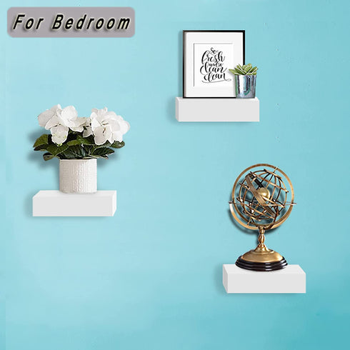 HAO ALWAYS DO BETTER Small Floating Shelf Wall Mounted Mini Hanging Display Shelves for Bathroom Livingroom Bedroom,Set of 5 White