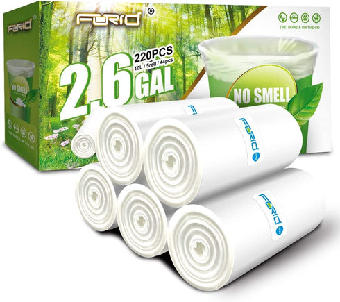 Small Clear Trash Bags FORID 2.6 Gallon Garbage Bags Wastebasket Bin Liners 220 Count Plastic Trash Bags for Bathroom Bedroom Office Garbage Can (220 count)
