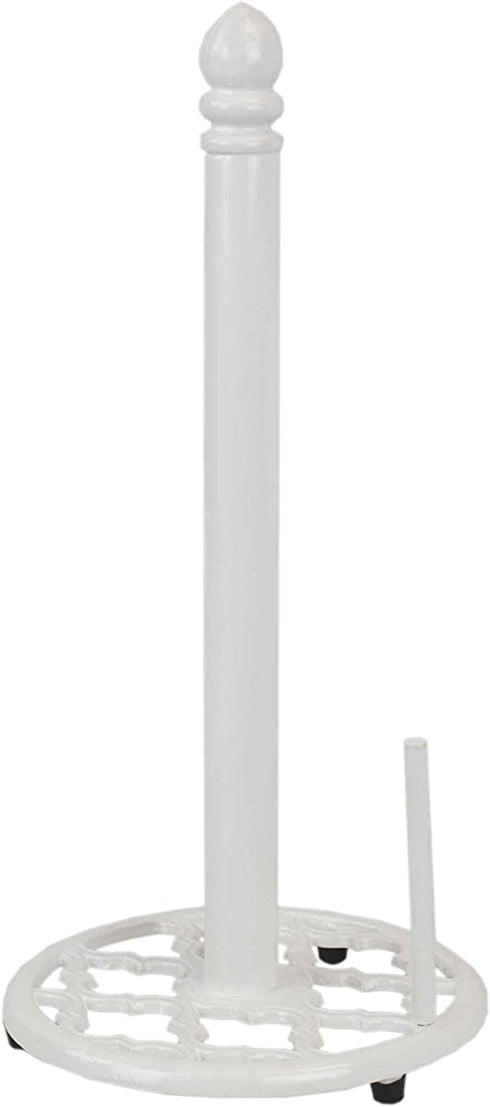 Home Basics Lattice Collection Cast Iron Paper Towel Holder (White)