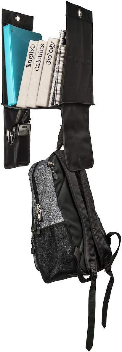 Hanging Locker Shelf Organizer with 2 Hooks and 4 Small Pockets