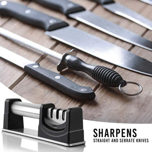 Professional Knife Sharpener - Kitchen 3 Stage Knife Sharpener, Diamond, Tungsten Steel and Ceramic Rod, Safe and Easy to Use