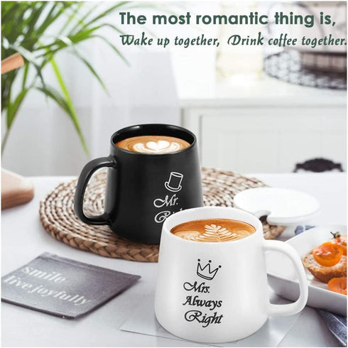 Wedding Anniversary Presents for Couples, Mr Right Mrs Always Right Coffee Mugs, Couple Gifts,Bridal Shower Gifts for Bride and Groom,Engagement Gifts,Husband and Wife Gifts Unique