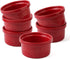 FE Ramekins, Lace Emboss Ramekin 8 oz Oven Safe, Creme Brulee Set of 6, Ceramic Souffle Dish for Baking Dessert and Cake (Apple Red)