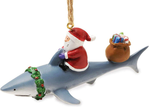 Cape Shore Santa Riding Shark Ornament