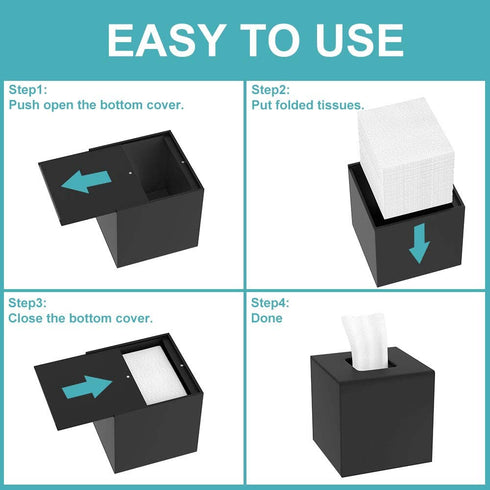 HIIMIEI Acrylic Tissue Box Cover 5.4x5.4x5.4'' Tissue Holder Napkin Dispenser for Home Office Restaurant-Black