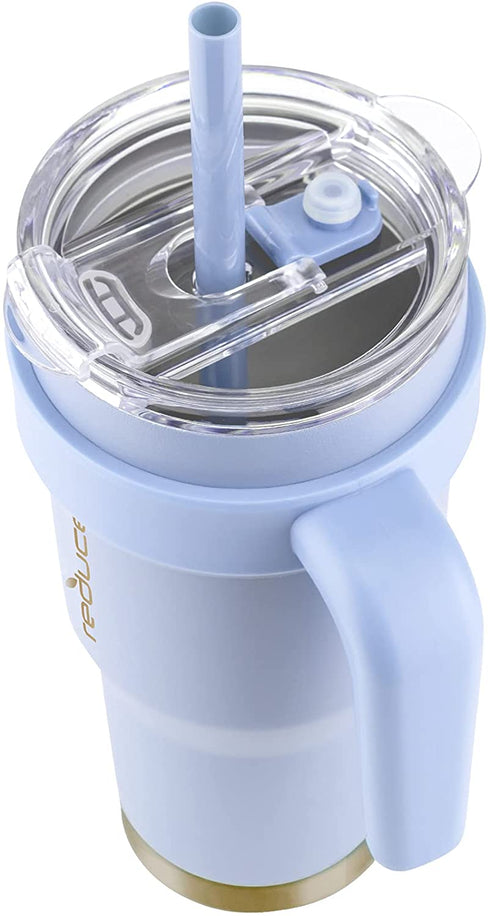 Reduce 24 oz Mug Tumbler, Stainless Steel with Handle Keeps Drinks Cold up to 24 Hours Sweat Proof, Dishwasher Safe, BPA Free Glacier, Opaque Gloss