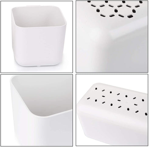 Suwimut 4 Pack Hole-Free Remote Holder Wall Mount, Self-Adhesive Organizer Storage Box for Table and Nightstand, White