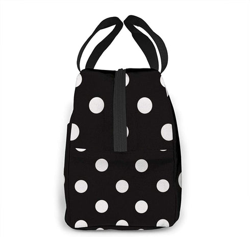 Kslai White and Black Polka Dot Lunch Bag Tote Bag Lunch Bag for Women Lunch Box Insulated Lunch Container