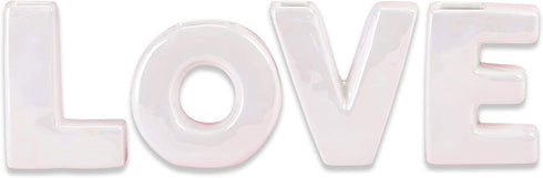 Kate Aspen Iridescent Love Ceramic Bud Set of 4 Vase, One Size, White